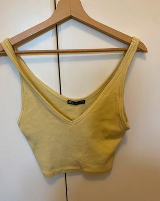 Crop Top a Costine Zara Giallo