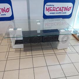 TAVOLINO RETTANGOLARE BCO NERO PIANO VETRO