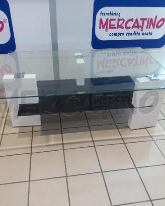 TAVOLINO RETTANGOLARE BCO NERO PIANO VETRO