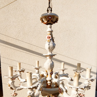 Lampadario in porcellana vintage anni 70 + abajur