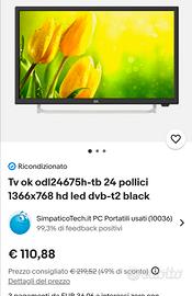 Televisore 24 pollici marca ok