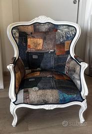 poltrona stile barocco in rivestimento patchwork