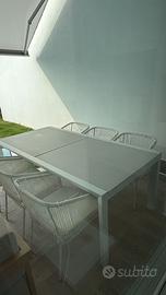 Tavolo da giardino allungabile bianco + 6 sedie