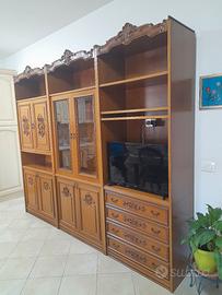 mobile soggiorno in  legno  3 moduli  con vetrina