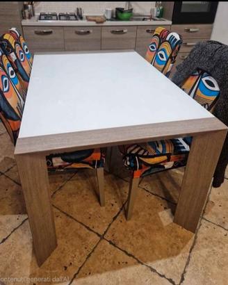 Tavolo in vetro bianco allungabile