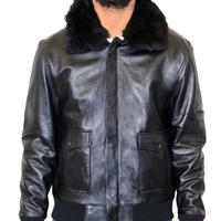 Giubbotto Uomo Bomber Aviatore Vera Pelle Nero
