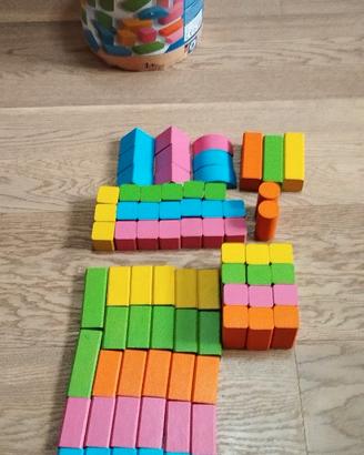blocchi costruzioni legno colorati 75 pezzi heros