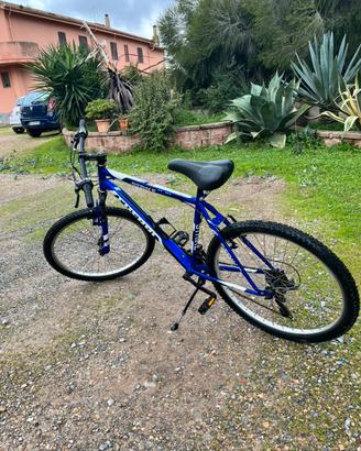 Mountain Bike blu elettrico – freni tradizionali