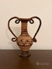 Anfora / Vaso Intrecciato a Mano in Fibra Naturale