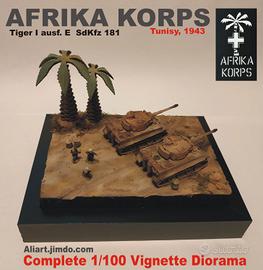 diorama 1/100  Afrika Korps Tiger I Tamiya Italeri