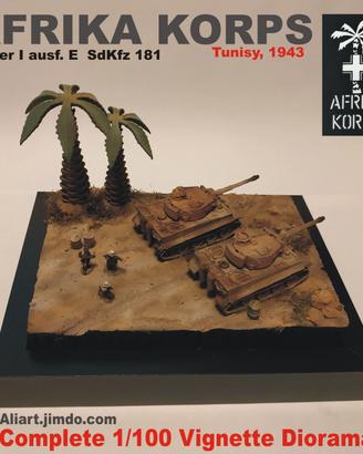 diorama 1/100  Afrika Korps Tiger I Tamiya Italeri