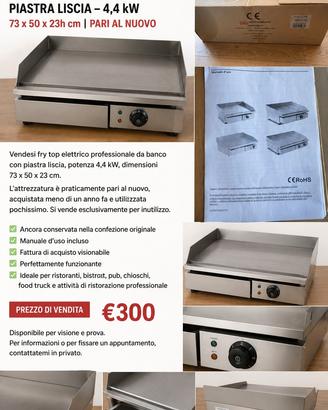 FRY TOP ELETTRICO PROFESSIONALE DA BANCO