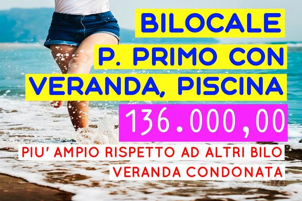 Bilocale piano primo con veranda e piscina