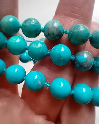 Collana con perle in turchese  naturale 