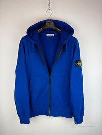 Felpa blu con zip e cappuccio Stone Island