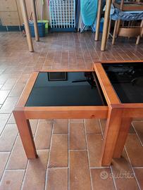 tris di tavolini legno e cristallo 