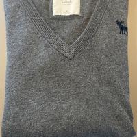 Maglione lana scollo a V Grigio Abercrombie & Fitc