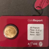 20 franchi svizzeri oro 900 1927 