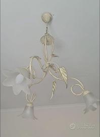 Lampadario ferro battuto - faretti vetro