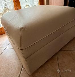Pouf contenitore in vera pelle beige 80x80x45 cm
