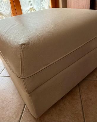 Pouf contenitore in vera pelle beige 80x80x45 cm