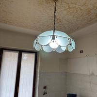 Lampadario vetro ottone