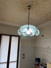 Lampadario vetro ottone