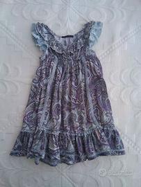 Vestito bambina fantasia Paisley viola 100% seta