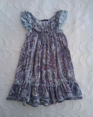 Vestito bambina fantasia Paisley viola 100% seta