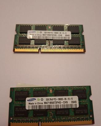 Banchi di memoria RAM, 2 moduli da 2Gb ciascuno