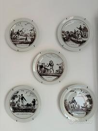5 Piatti Decorativi Limoges “Porcelaine d'Auteuil”
