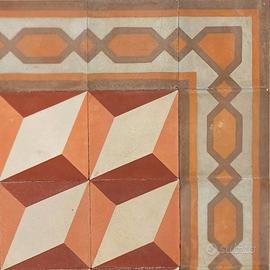 Cementine d'epoca a motivo cubi prospettici 3D