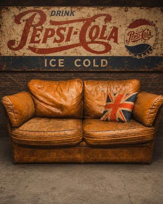 Divano Chester Chesterfield in vero cuoio inglese 