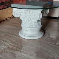 Tavolino sala con base capitello compreso di vetro