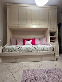 Armadio a ponte con letto singolo – colore avorio