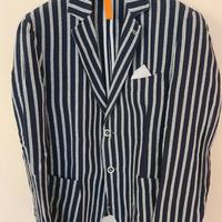 Giacca uomo a righe blu e bianco