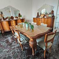 Tavolo da pranzo in radica e vetro