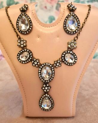Set orecchini e collana vintage stile rococò 
