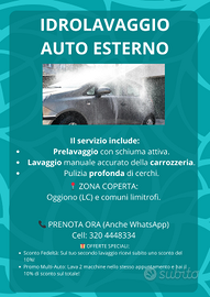 IDRO LAVAGGIO AUTO ESTERNO PREZZO VANTAGGIOSO 20€
