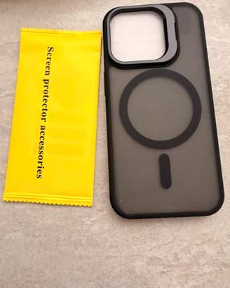 Cover Iphone 15 pro nera + vetrino temperato
