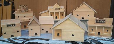 7 casette in legno giocattoli stile  FAR WEST