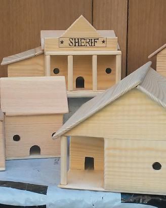 7 casette in legno giocattoli stile  FAR WEST