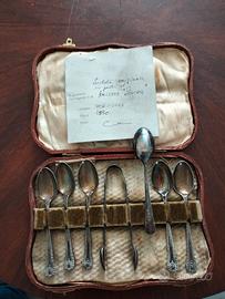 Antichi cucchiaini da viaggio argento silver 1880