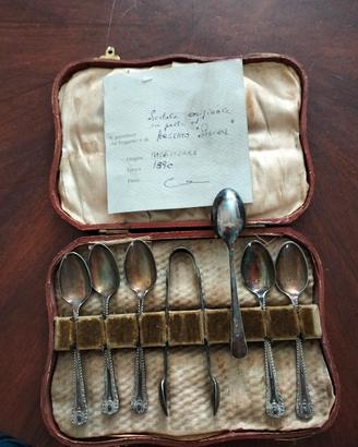 Antichi cucchiaini da viaggio argento silver 1880