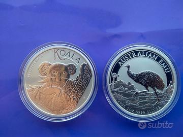 2 MONETE TOP 2026: KOALA+ EMU- OZ 2  argento 999.