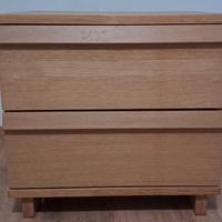 Cassettiera / Comodino in legno rovere 2 cassetti