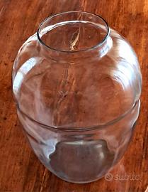 Grande vaso da tavolo in vetro trasparente vintage