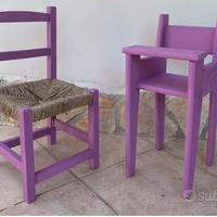 Sediolina sedia bimbi e seggiolone bambole legno