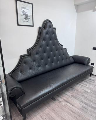 DIVANO ELEGANTE SEMI PELLE NERO