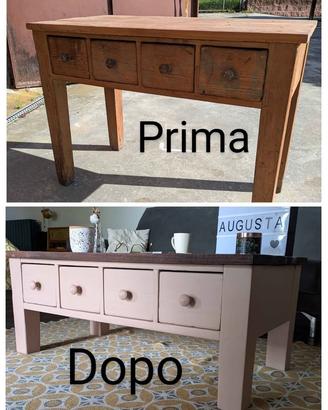 Tavolo basso restaurato da salotto